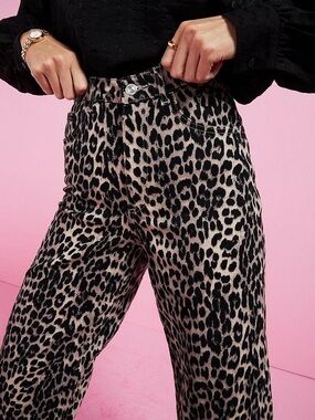 ONLY Black & Cream Leopard Print Jeans